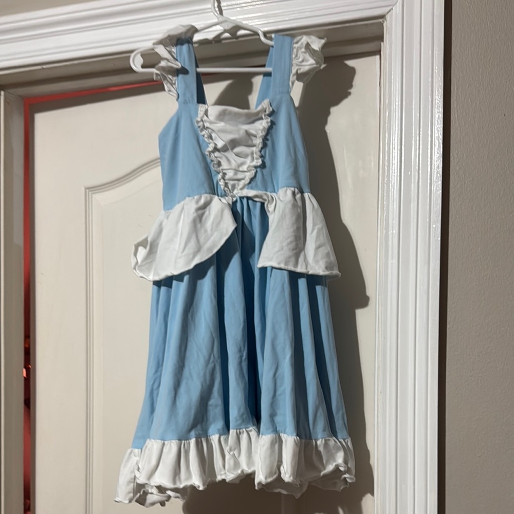 Blue and White Ruffled Dress
